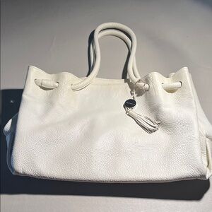 Zenobia Cream Leather Tote with Tassel